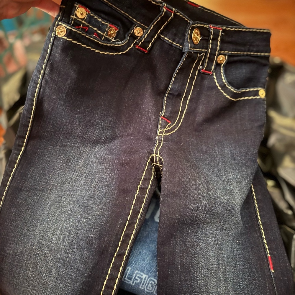 True Religion Dark Blue Jeans with Red Stitching